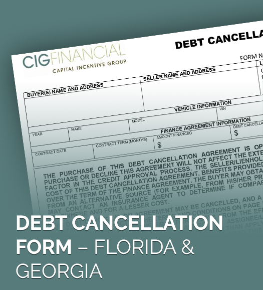 Debt Cancelation Form – Florida & Georgia