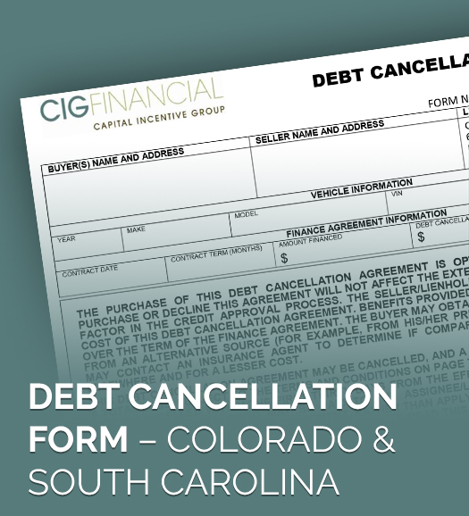 Debt Cancellation Form – Colorado & South Carolina