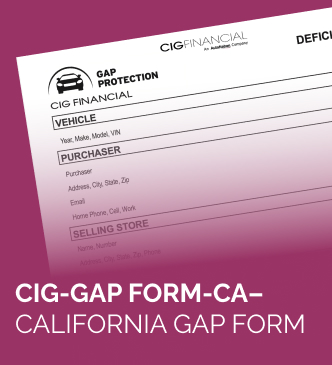 CIG-GAP FORM-CA – CALIFORNIA GAP FORM